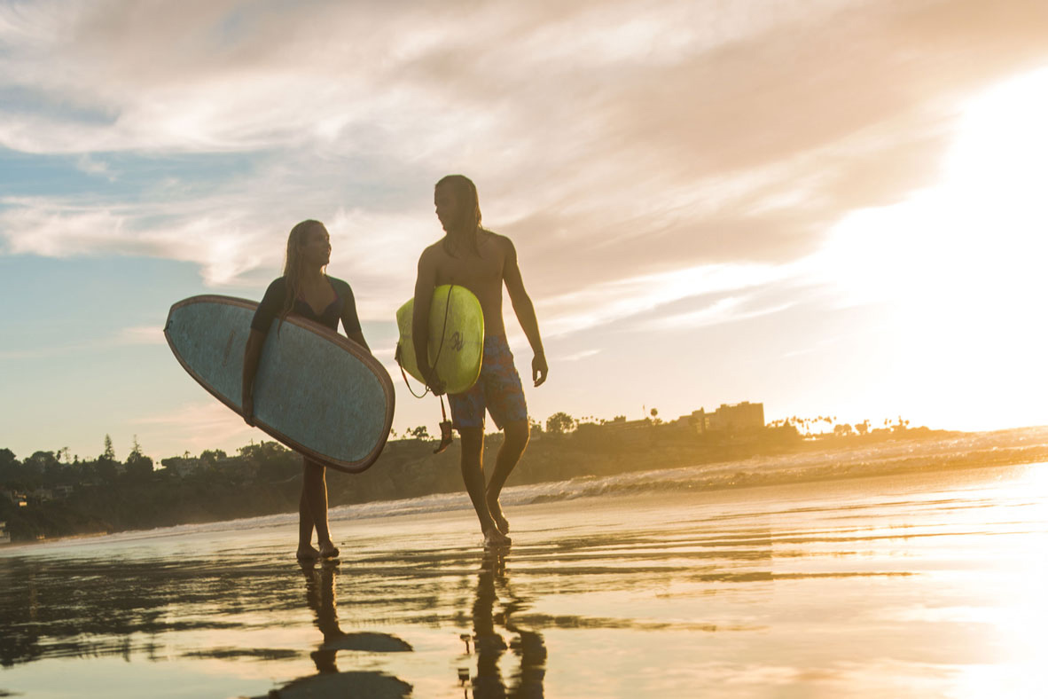 Surfers at La Jolla Shores