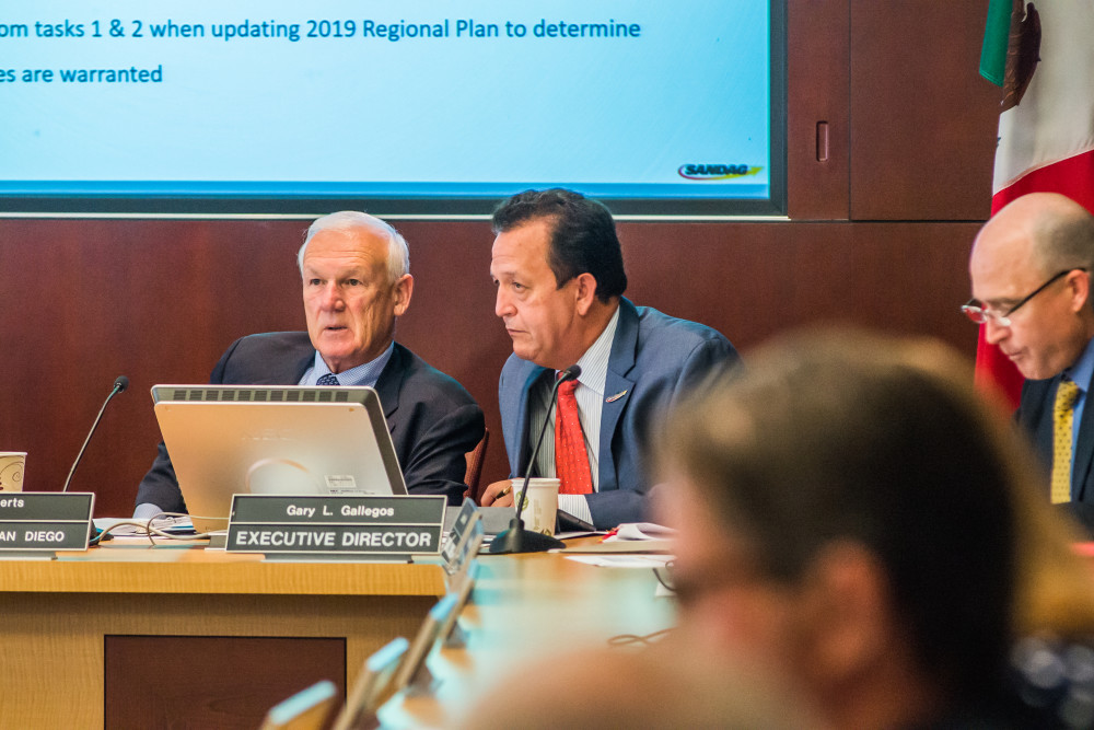 SANDAG Board Chairman Ron Roberts and Executive Director Gary Gallegos