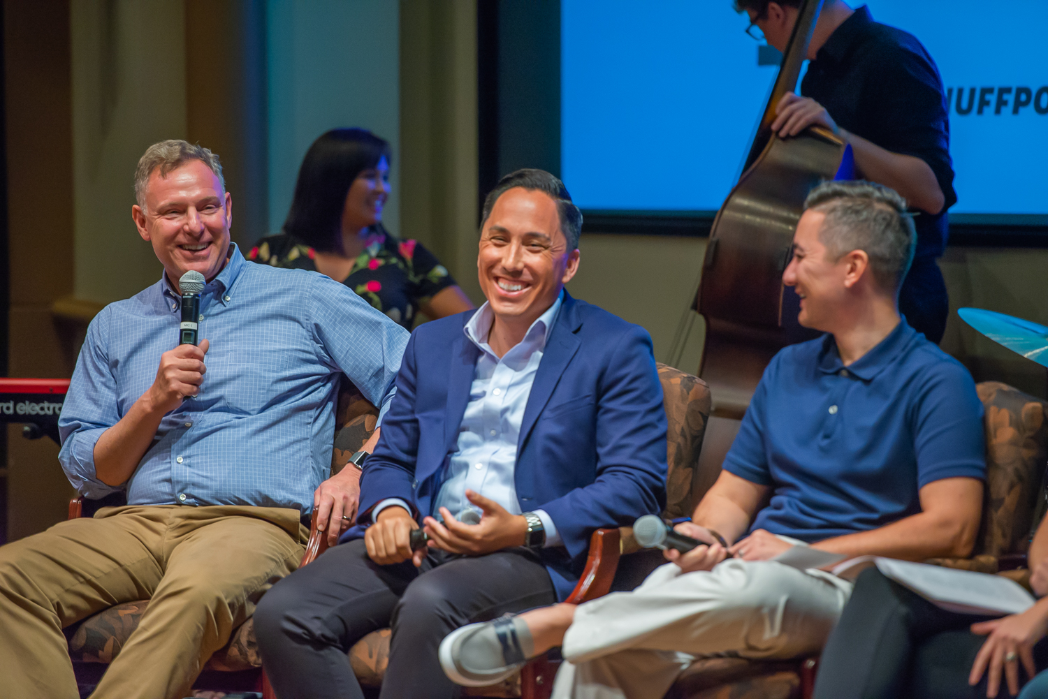 Rep. Scott Peters, Assemblyman Todd Gloria and City Councilman Chris Cate on stage at Politifest