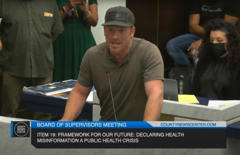 Ryan Smith at the Board of Supervisors meeting on Aug. 31, 2021.