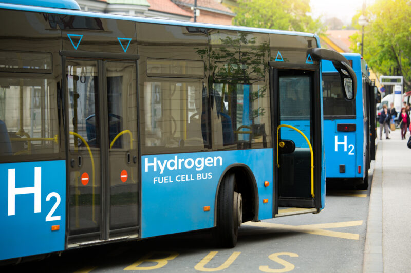 A hydrogen fuel cell bus