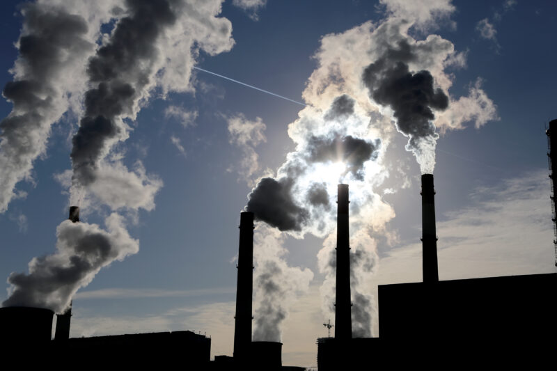 Smoke,Stacks,At,Coal,Burning,Power,Plant, Fossil Fuel