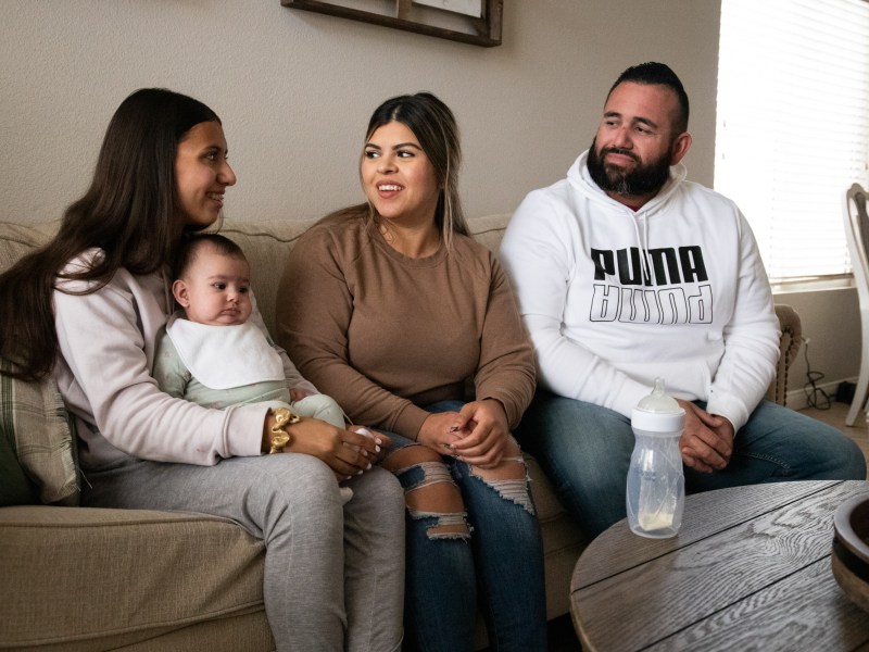The Lopez-Beltran family moved to the city of Murrieta due to the high cost of living in San Diego. Dohney Castillo (far right) commutes daily to his job at Republic Services in Chula Vista. / Photo by Adriana Heldiz