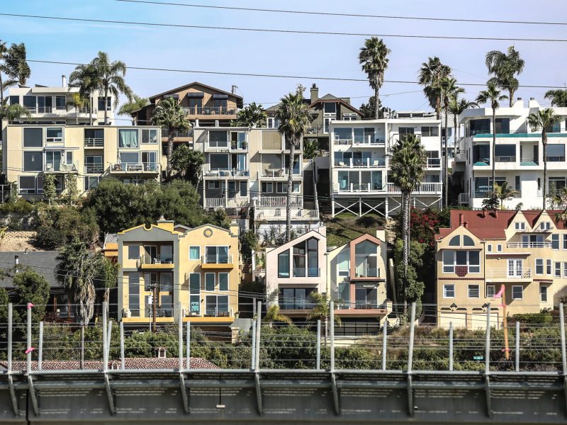 A row of homes in Encinitas overlooking San Elijio Lagoon and the beach.