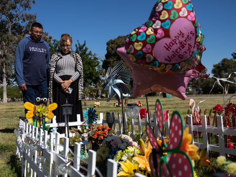 Feliciano Antonio and Alberta Armenta visit their son's grave on Feb. 17, 2022. Luis Alberto Antonio Armenta died of an overdose according to the county's Medical Examiner's Office in early 2021.