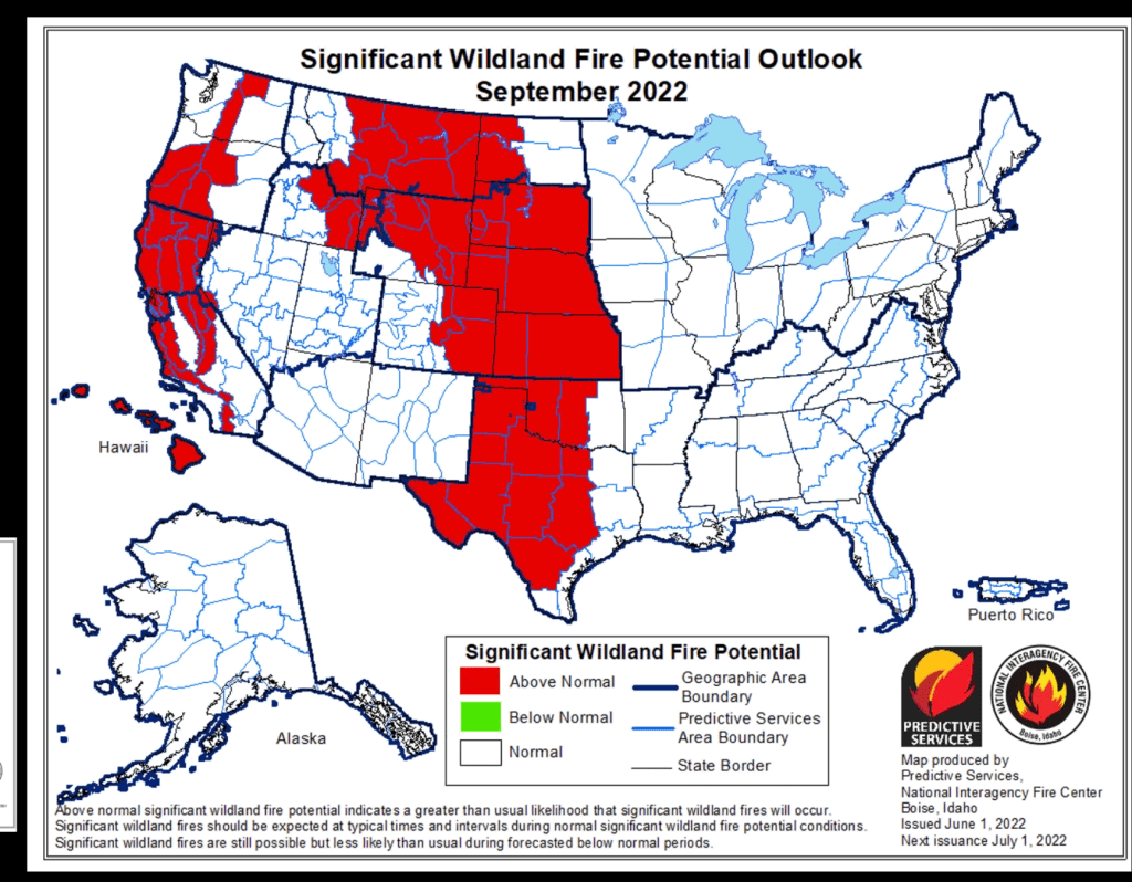 September 2022 wildfire potential