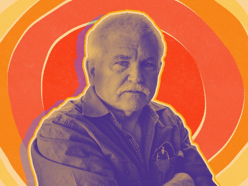 An illustration of San Diego scholar and activist Mike Davis by Carolyn Ramos for Voice of San Diego