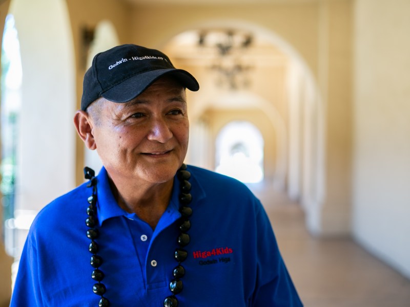 Godwin Higa, SDUSD board candidate, poses at Balboa Park in San Diego, CA.