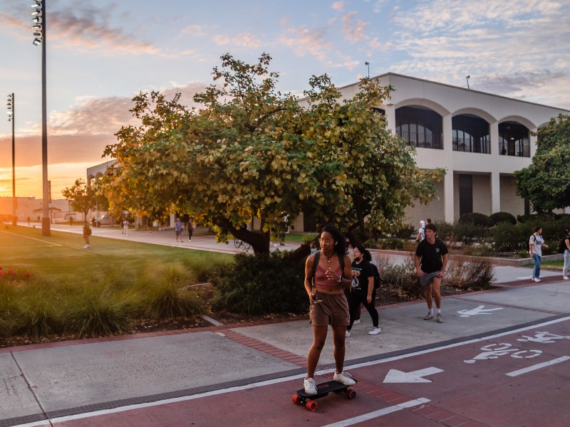 Students at San Diego State University in the College Area on September 12, 2022.