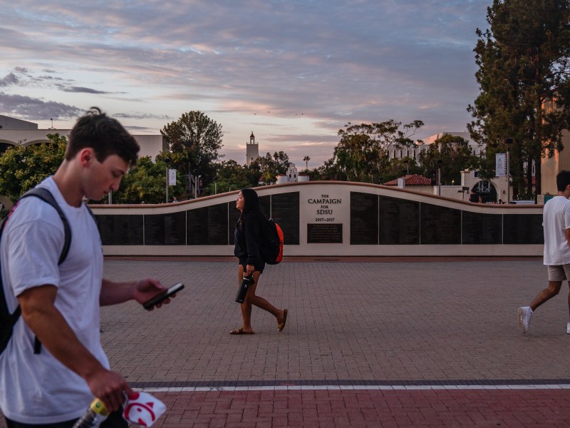 Students at San Diego State University in the College Area on September 12, 2022.