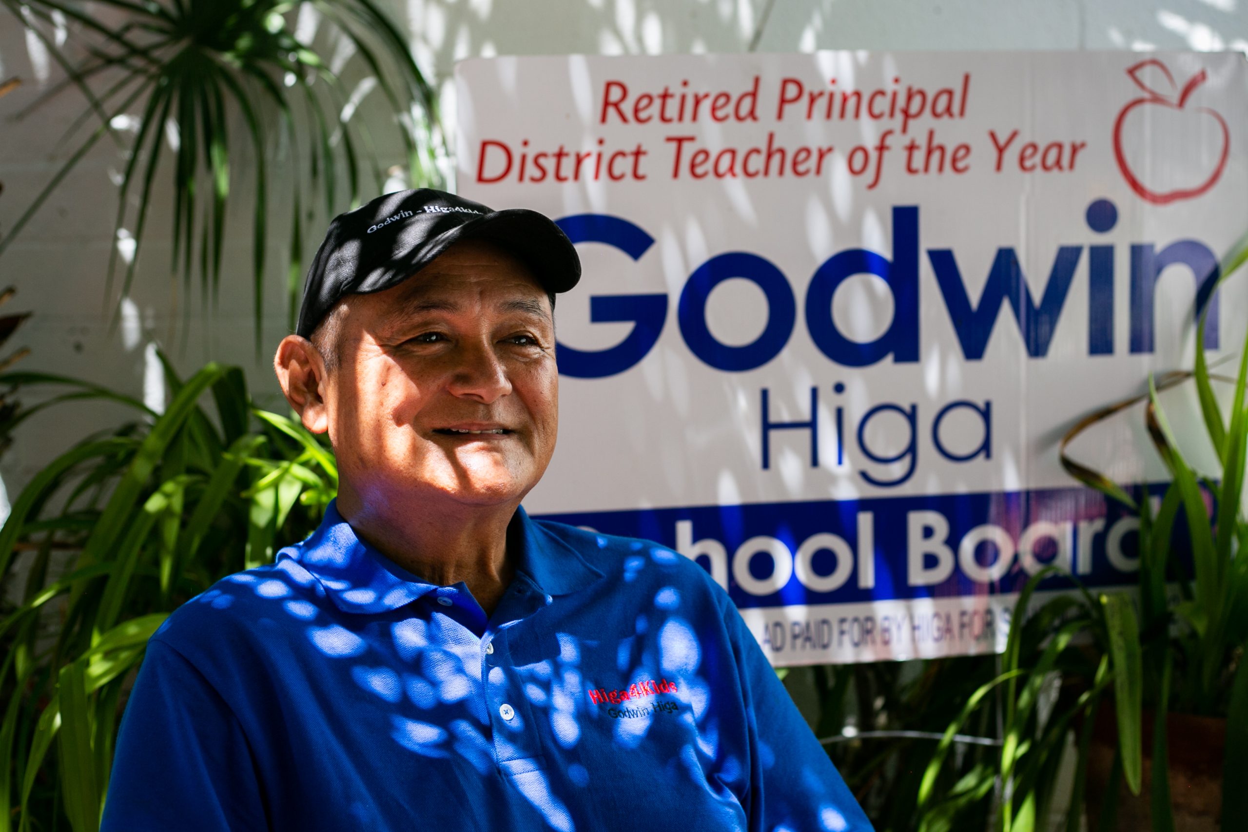 Godwin Higa, SDUSD board candidate sits in his home in San Diego, CA. / Brittany Cruz-Fejeran for Voice of San Diego