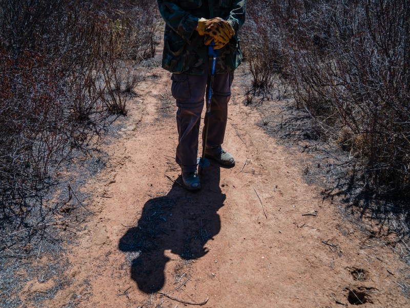 John Carroll a resident who lives in the San Pasqual neighborhood in Escondido on Sept 25, 2022. Carroll says he can’t sit in his backyard because he can hear the constant gunfire.