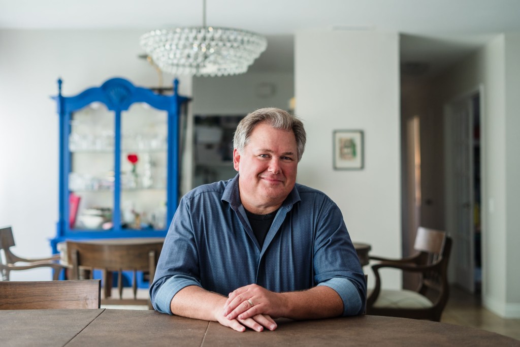 Tommy Hough at his home in Mira Mesa on Sept. 20, 2022. Hough a Democrat running in the San Diego City Council against Kent Lee.