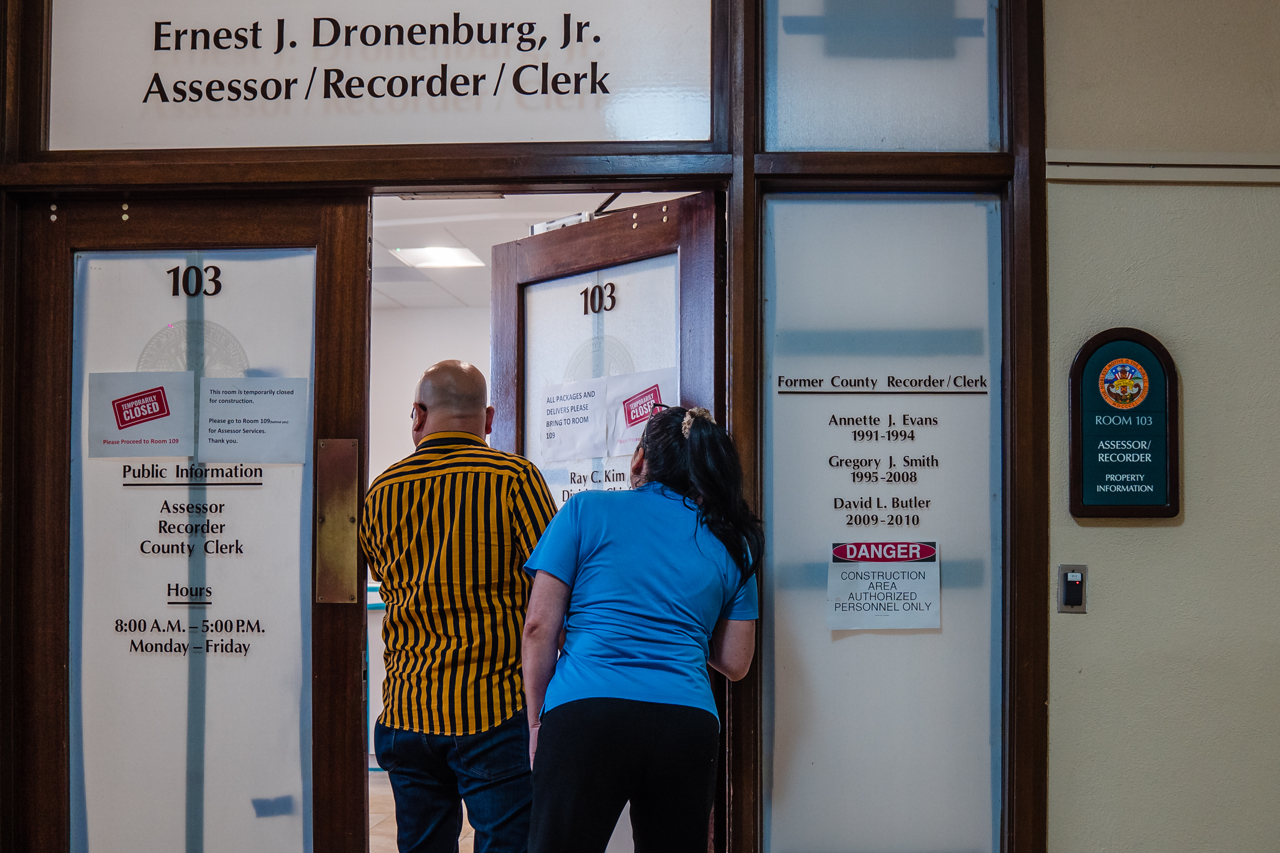 The Ernest J. Dronenburg, Jr., Assessor/Recorder/Clerk’s office in downtown on Oct. 3, 2022.