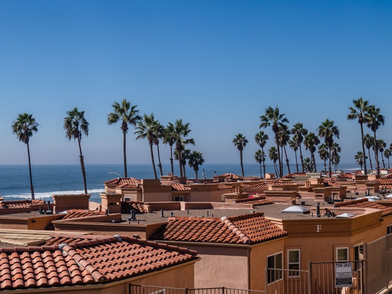 Apartments near the Oceanside Pier on Oct. 18, 2022.