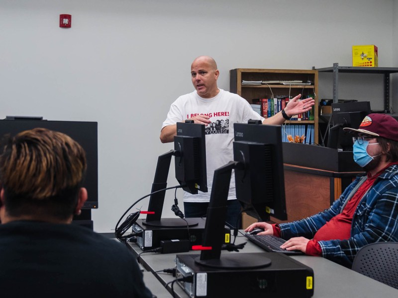 Cyber security Professor David Kennemer teaches a class at San Diego City College on Nov. 29, 2022.