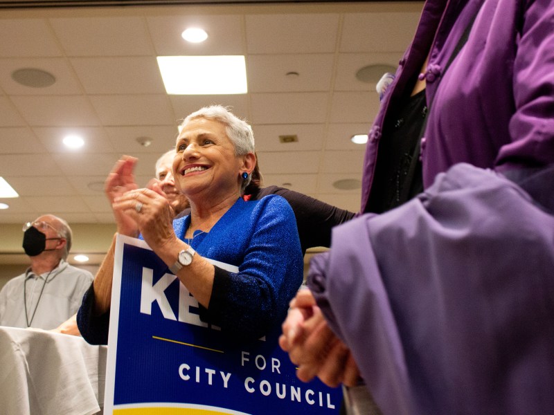 San Diego Councilwoman Jen Campbell at an election party held at the Westin Hotel on Tuesday, Nov. 8, 2022. Photo by Brittney Cruz-Fejeran for Voice of San Diego