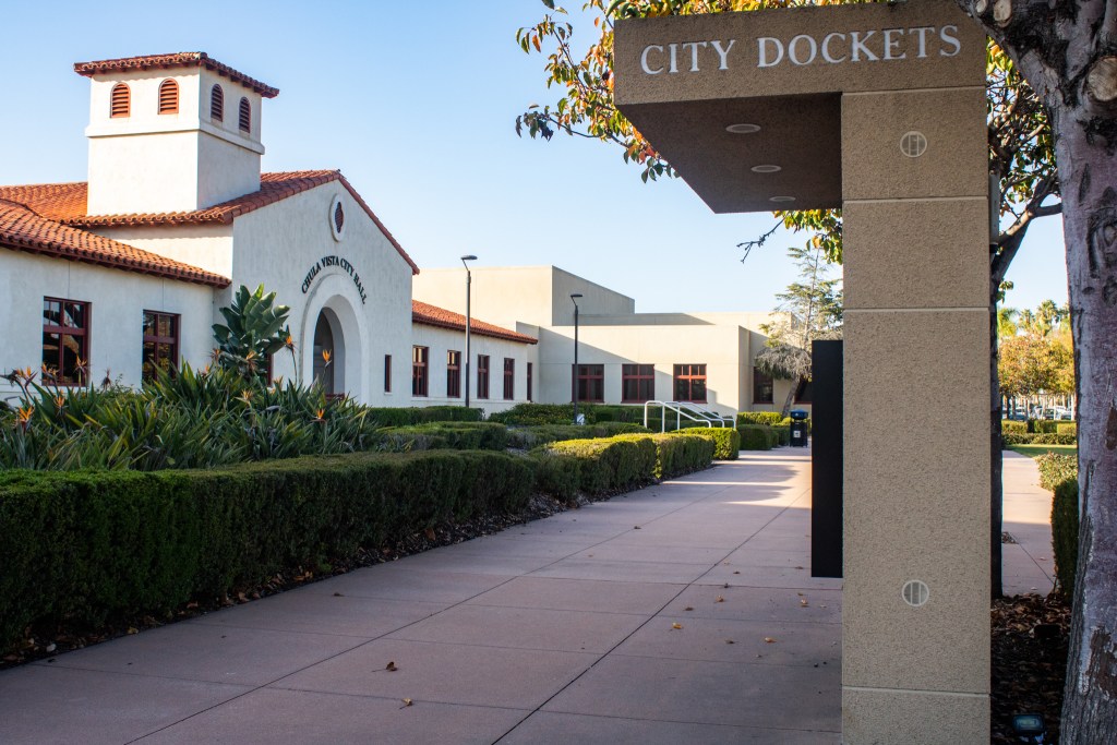 The entrance of Chula Vista City Hall on Nov. 29.