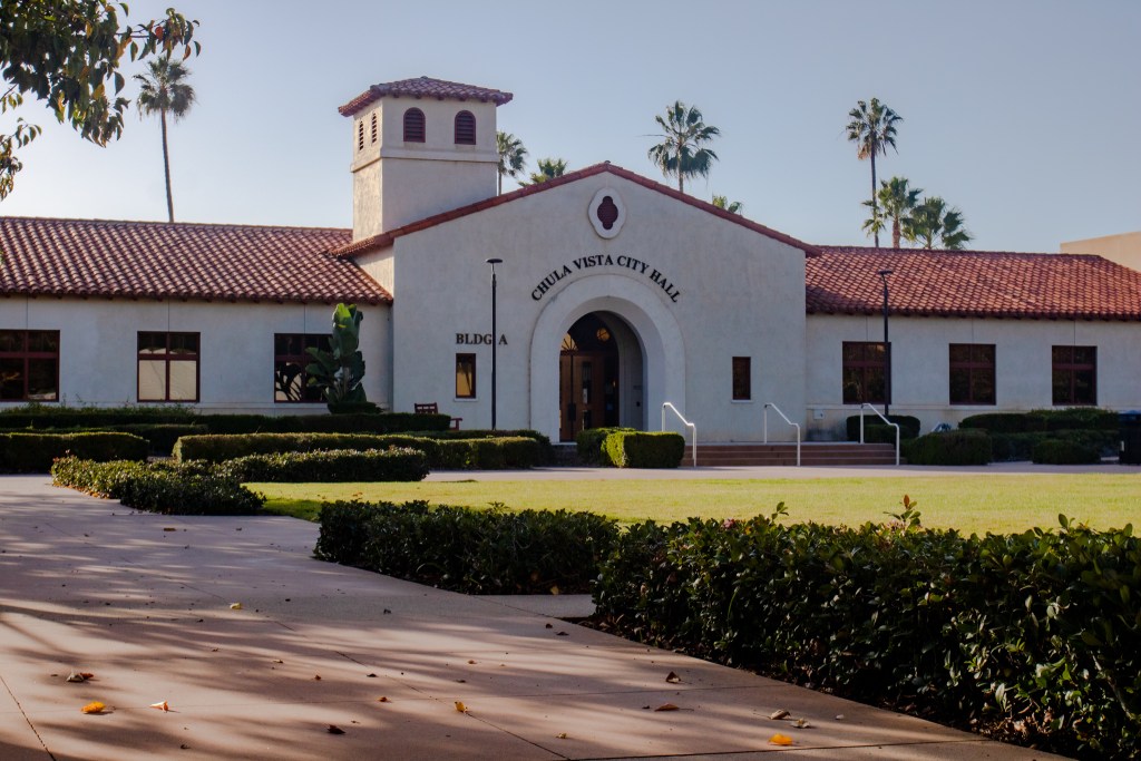 The entrance of Chula Vista City Hall on Nov. 29.