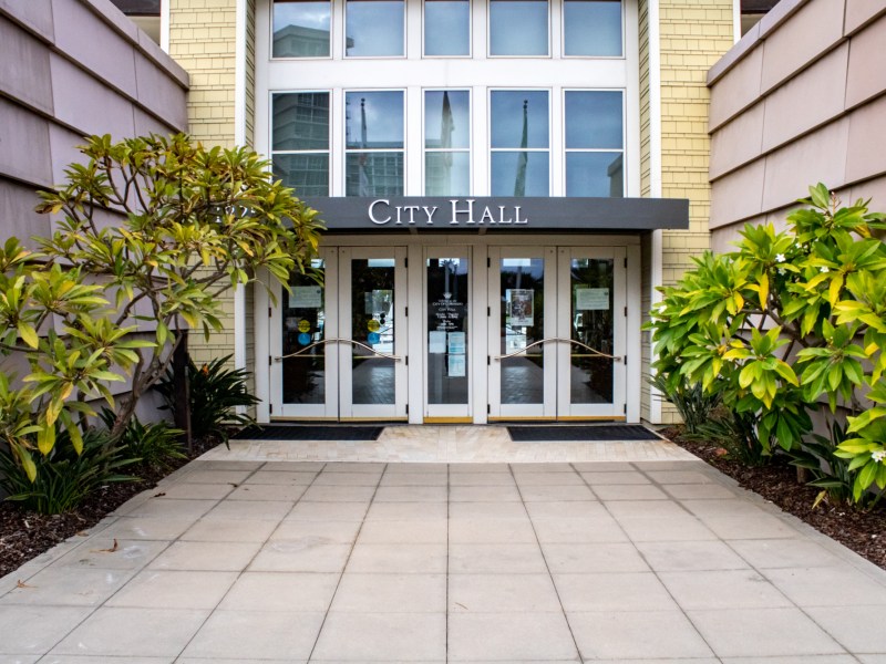 The entrance of Coronado City Hall on Nov. 29.