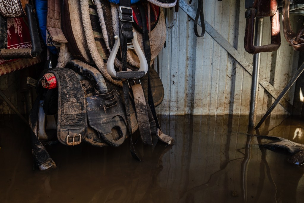 Water can be seen in a closet at Esperanza Ranch in San Ysidro on Jan. 21, 2023.