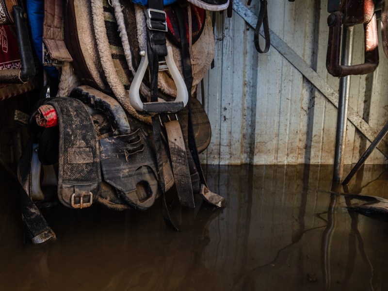 Water can be seen in a closet at Esperanza Ranch in San Ysidro on Jan. 21, 2023.