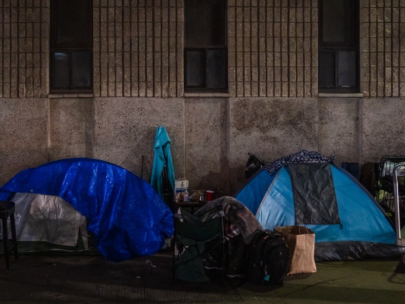 Tents in downtown early morning during the Point in Time Count on Jan. 26, 2023.