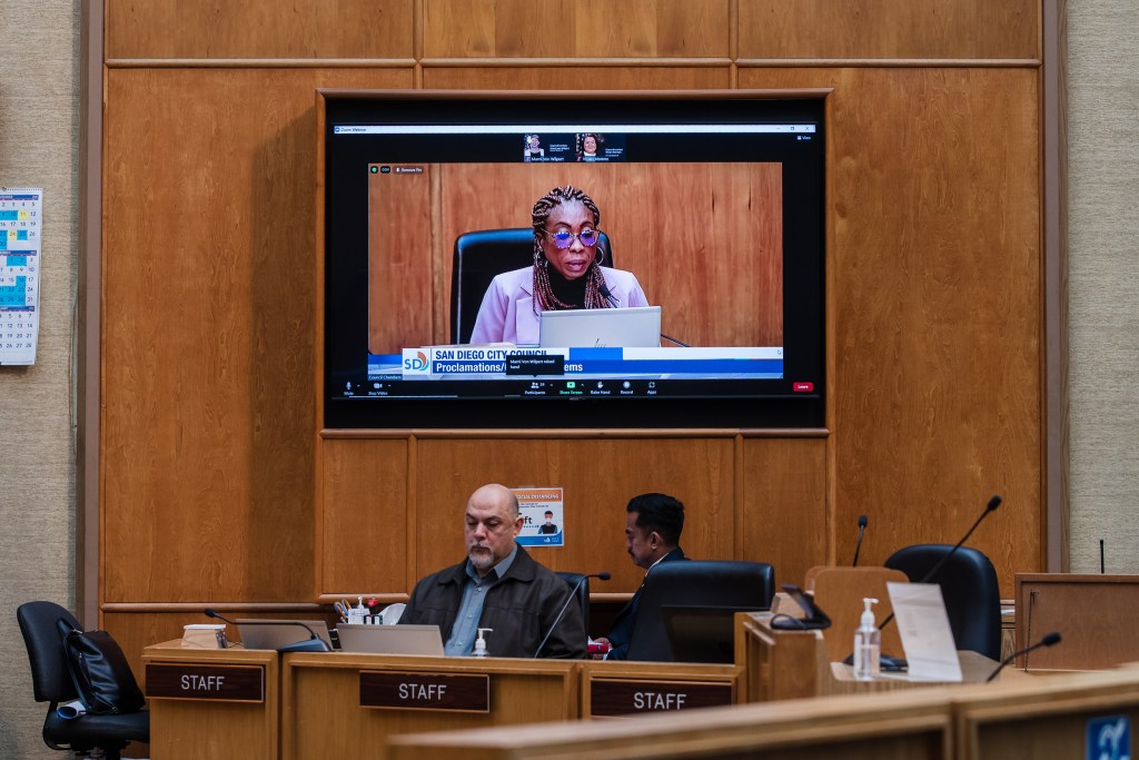 Council President pro Tem Monica Montgomery Steppe speaks during a meeting on Jan. 10, 2023.