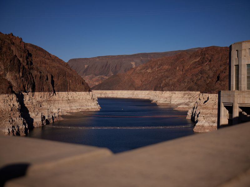 A view of Lake Mead on Jan. 31, 2023. The largest reservoir on the Colorado River has reached dangerously low levels due to prolonged drought and overuse. / Photo by Joseph Griffin for Voice of San Diego