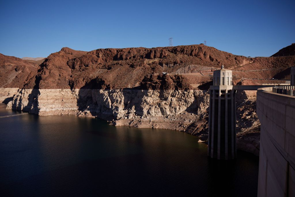A view of Lake Mead on Jan. 31, 2023. The largest reservoir on the Colorado River has reached dangerously low levels due to prolonged drought and overuse. / Photo by Joseph Griffin for Voice of San Diego