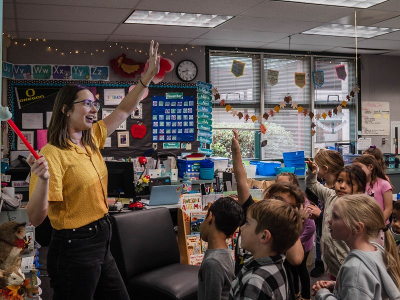 Children participate in an activity at Blossom Valley Elementary School in El Cajon on Nov. 28, 2022. / Photo by Ariana Drehsler