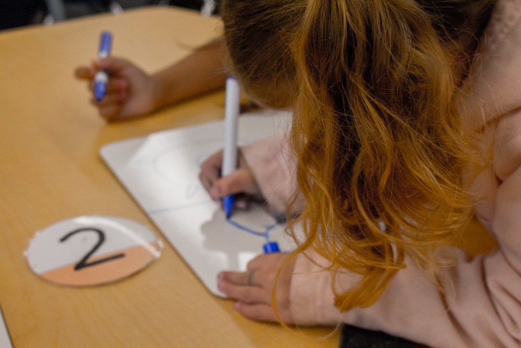 A universal transitional kindergarten student at Clairmont Canyons Academy on Feb. 7, 2023. / Photo courtesy of San Diego Unified School District
