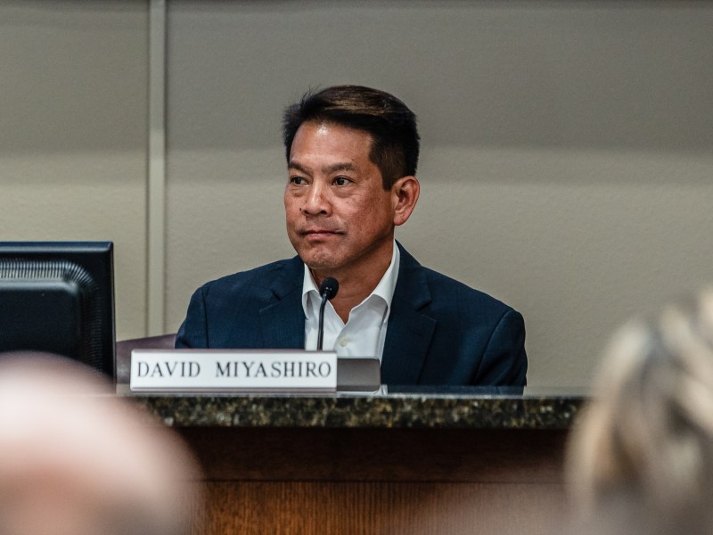 Cajon Valley Superintendent David Miyashiro during a School District meeting in El Cajon on Feb. 14, 2023.