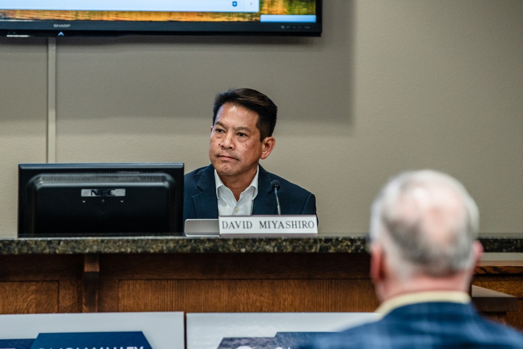 Cajon Valley Superintendent David Miyashiro during a School District meeting in El Cajon on Feb. 14, 2023.