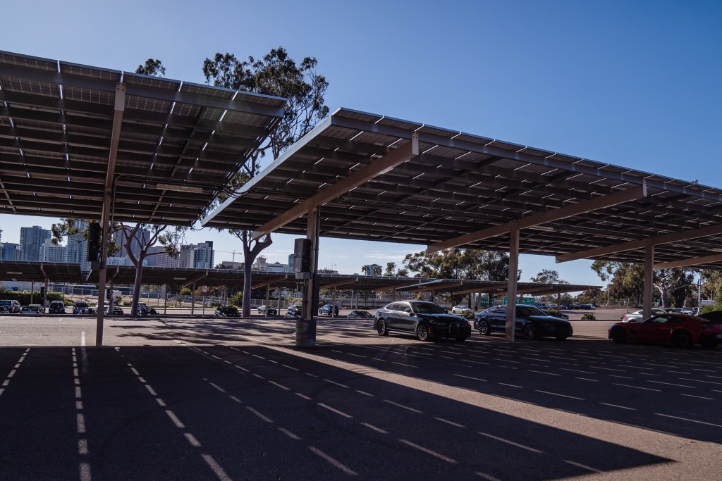 View of parking lot at Balboa Park's Inspiration Point on Feb. 3, 2023.
