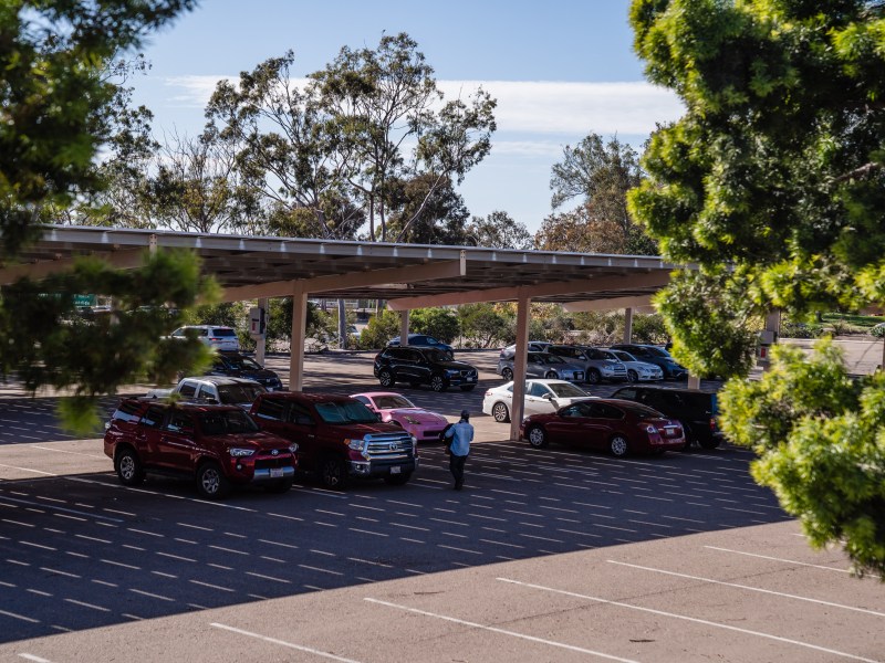 View of parking lot at Balboa Park's Inspiration Point on Feb. 3, 2023.