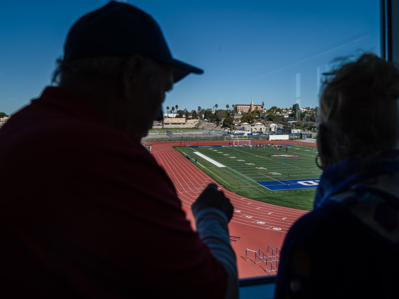 Tour of classroom overlooking football field at Crawford High School in El Cerrito on Feb. 8, 2023.
