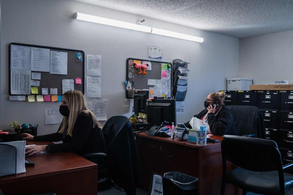 Case Managers Abigail Brown (left) and Shelly Baker (right) work at McAlister Institute- Adult Detox in Lemon Grove on Feb. 10, 2023.