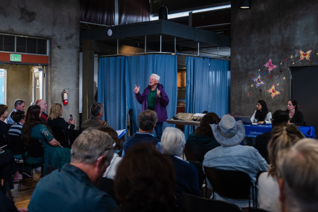 Derrick Cassidy speaks at a California Public Utilities Commission public forum at Sherman Heights Community Center in Sherman Heights on March 23, 2023 about a rate hike that SDG&E is proposing to start in 2024.