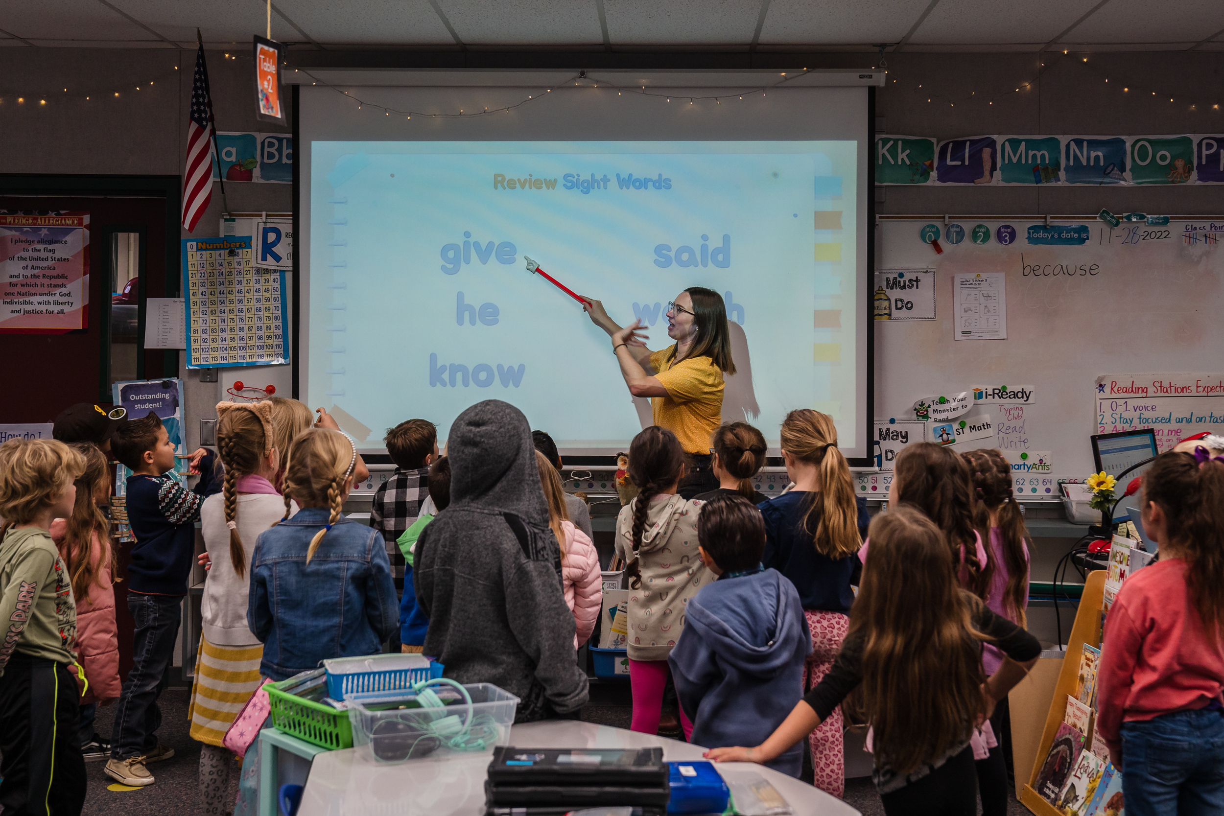 Children participate in an activity at Blossom Valley Elementary School in El Cajon on Nov. 28, 2022.