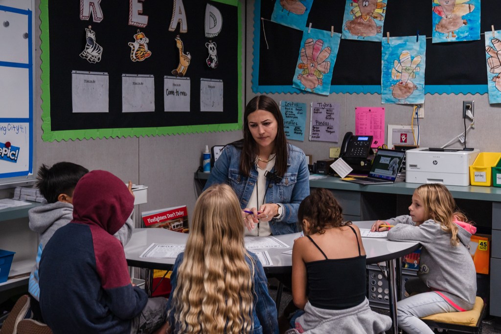 Children participate in an activity at Blossom Valley Elementary School in El Cajon on Nov. 28, 2022.