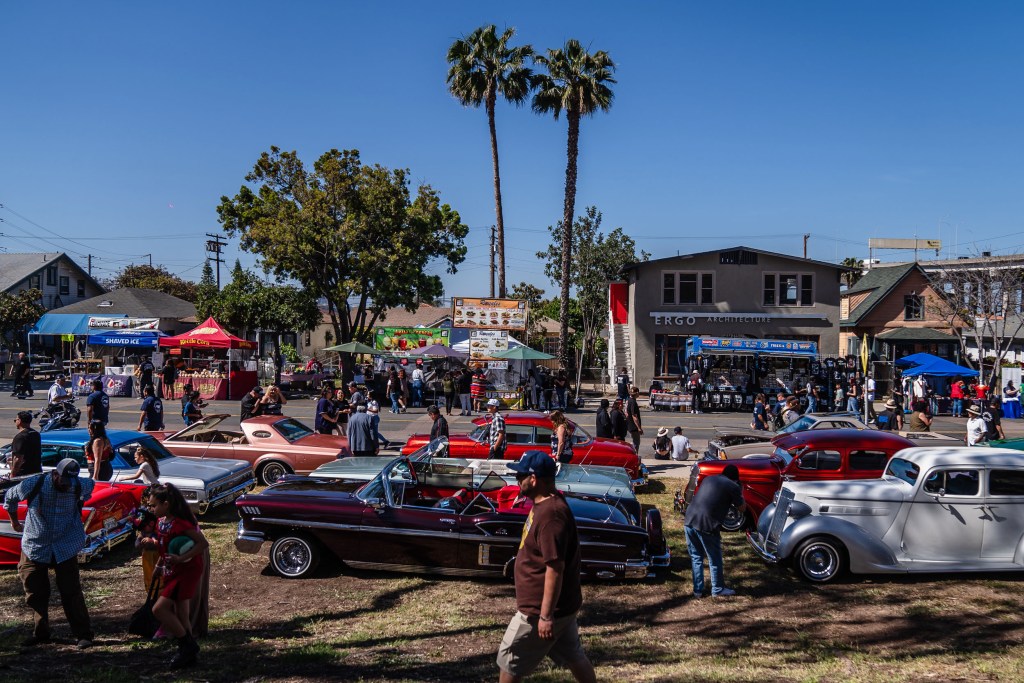 Classic cars can be seen in Barrio Logan on Chicano Park Day on April 22, 2023.