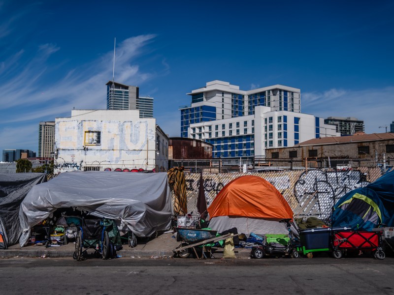 Tents seen at a homeless encampment in the East Village on March 21, 2023.