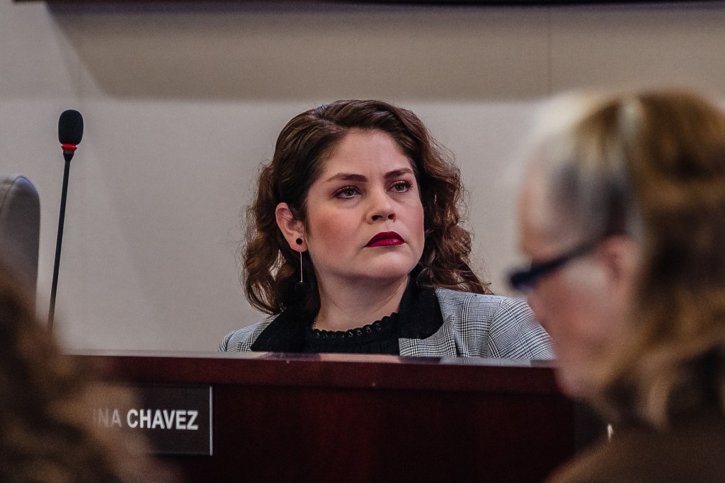 Chula Vista City Council Carolina Chavez at an MTS board meeting on April 20, 2023.