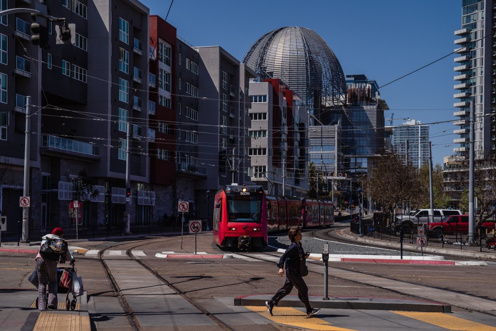 12th and Imperial Trolley station in downtown on April 28, 2023.