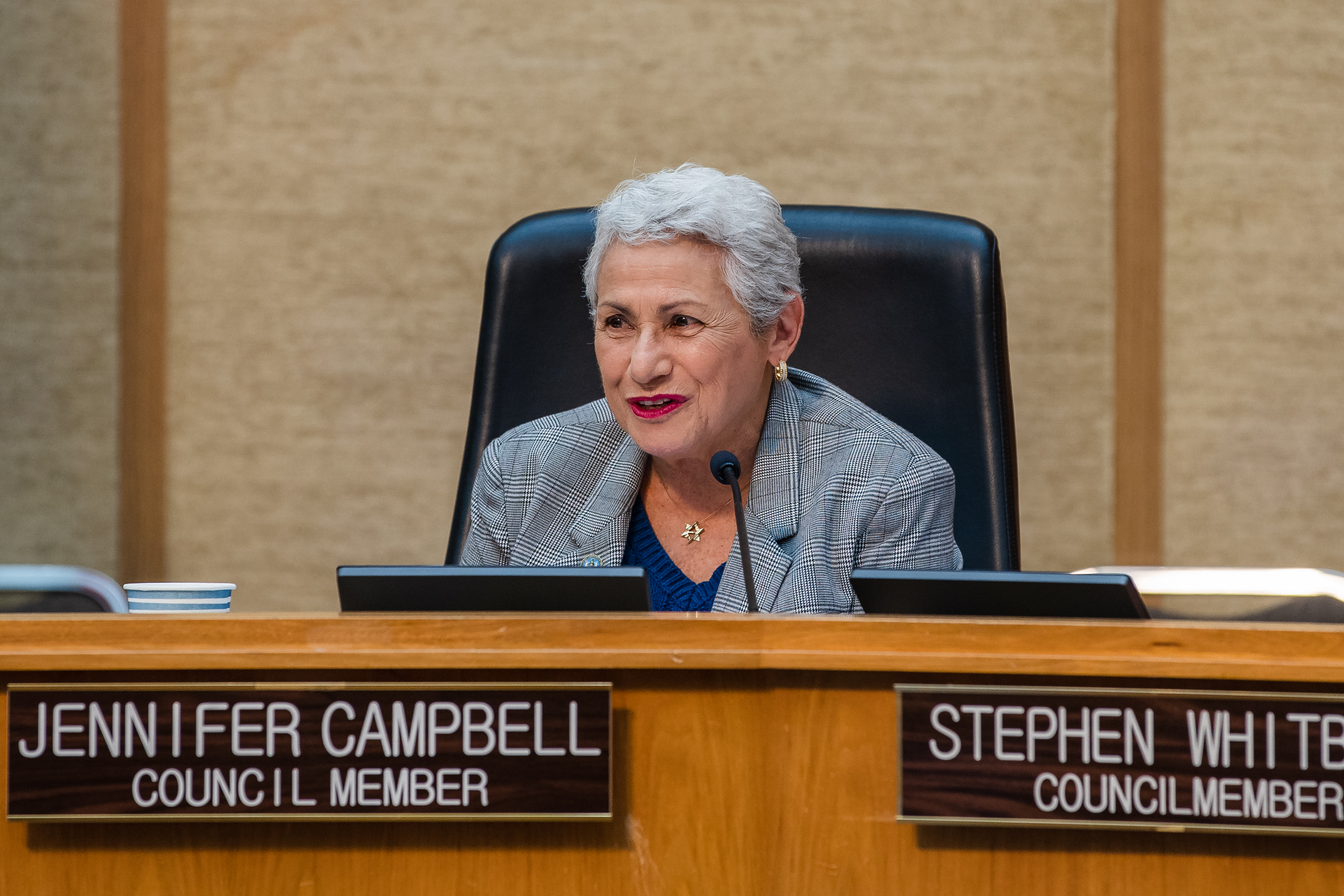 Councilmember Jennifer Campbell during a City Council meeting in downtown on May 23, 2023.