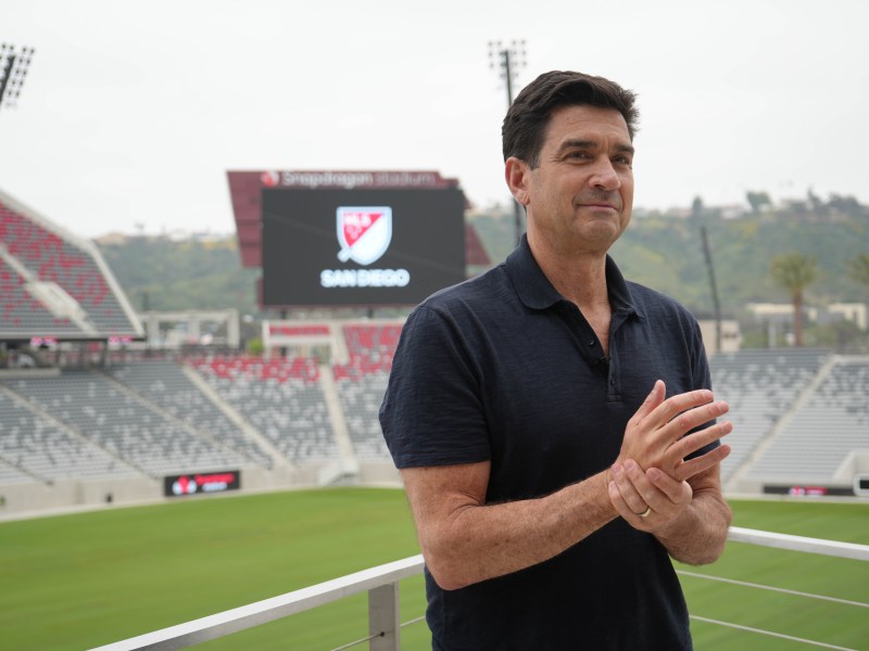 San Diego club CEO Tom Penn stands overlooking Snapdragon Stadium in San Diego.