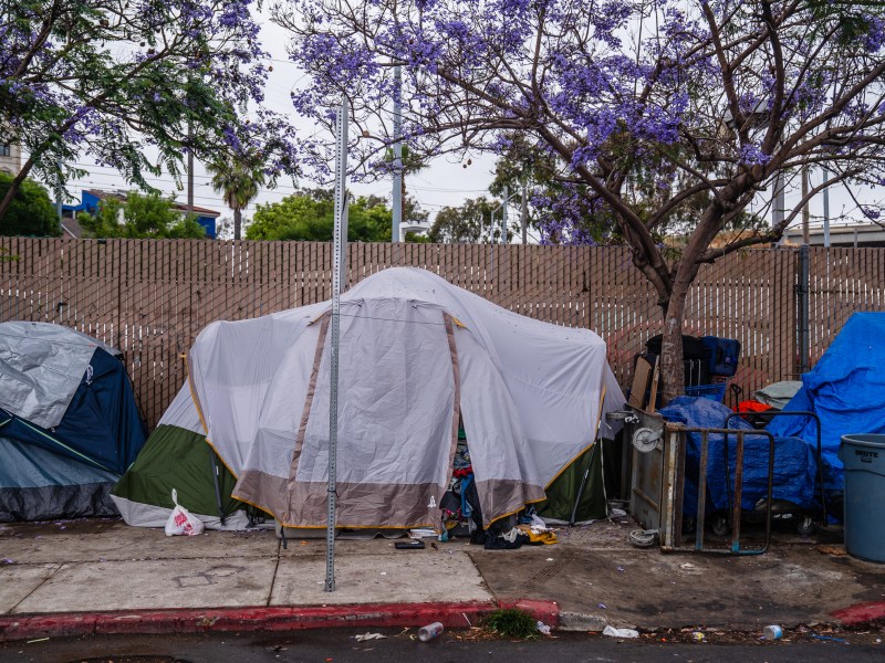 A view of a homeless encampment on Logan Avenue in the East Village on June 14, 2023.