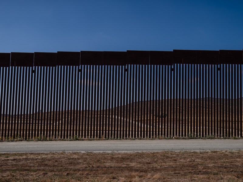 View of the border wall looking towards the SR II Otay Mesa East Port of Entry on June 14, 2023.