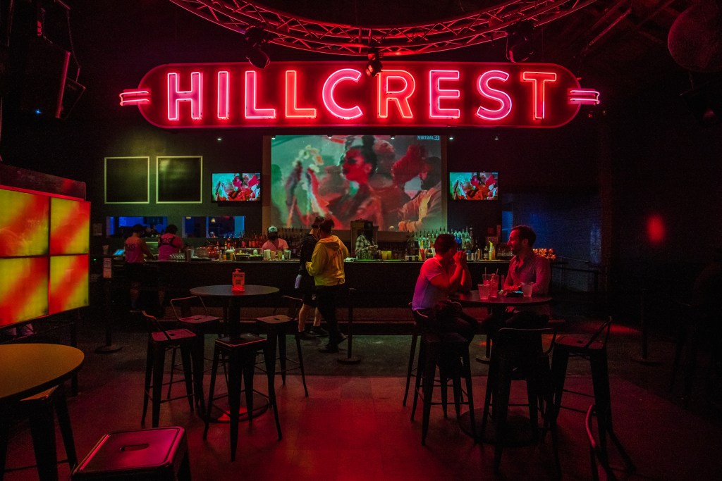 A Hillcrest sign can be seen above the bar at Rich's in Hillcrest on May 30, 2021.